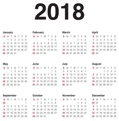 2018 calnder
